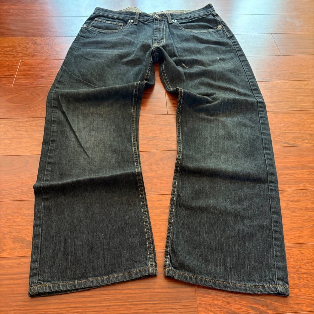 Y2K Dark Wash Indigo Denim Wrangler Jeans Co Straight Bootcut Fit Jeans 34x30